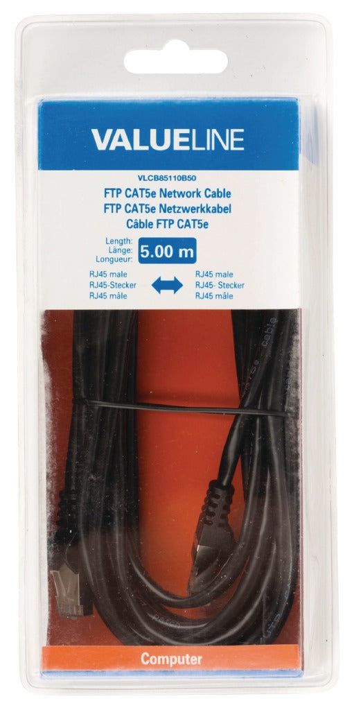 Valueline VLCB85110B50 Ftp Cat5e Netwerkkabel Rj45 Mannelijk - Rj45 Mannelijk 5,00 M Zwart