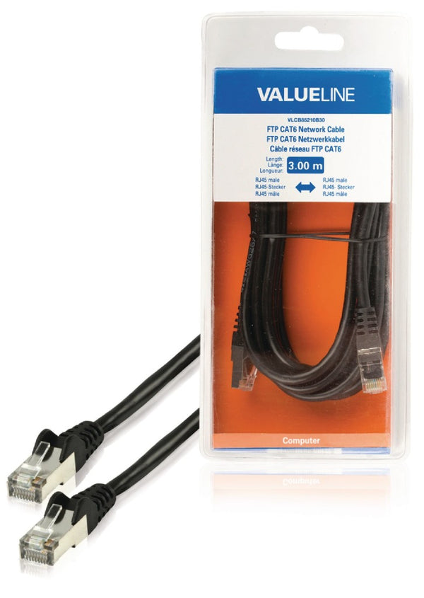 Valueline VLCB85210B30 Cat6 F/utp Netwerkkabel Rj45 (8/8) Male - Rj45 (8/8) Male 3.00 M Zwart