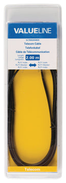 Valueline VLTB90200B20 Telecomkabel Rj11 Mannelijk - Rj11 Mannelijk 2,00 M Zwart