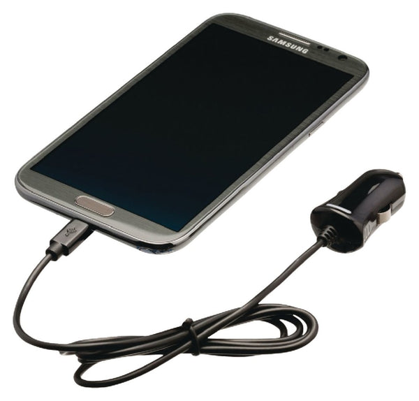 Valueline VLMP60890B10 Micro-usb-autolader Micro Usb Male - 12v Autoaansluiting 1,00 M Zwart 2.1a