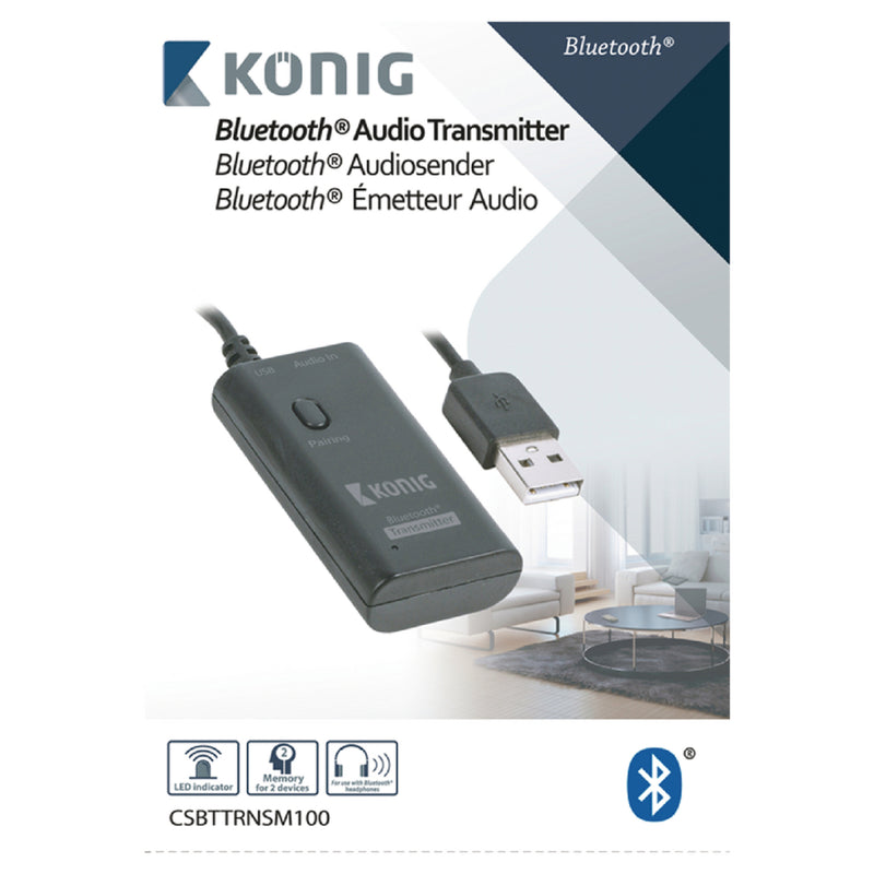König CSBTTRNSM100 Audiozender Bluetooth 3.5 Mm Zwart