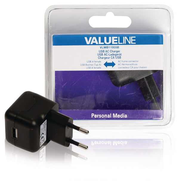 Valueline VLMB11955B Usb Ac-lader Usb A Female - Ac-huisaansluiting Zwart 2.1a