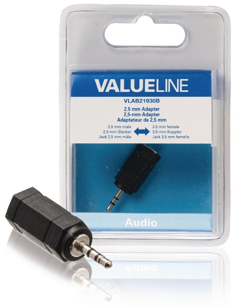 Valueline VLAB21930B Audio-adapter 2,5 mm Male - 3,5 mm Female Zwart