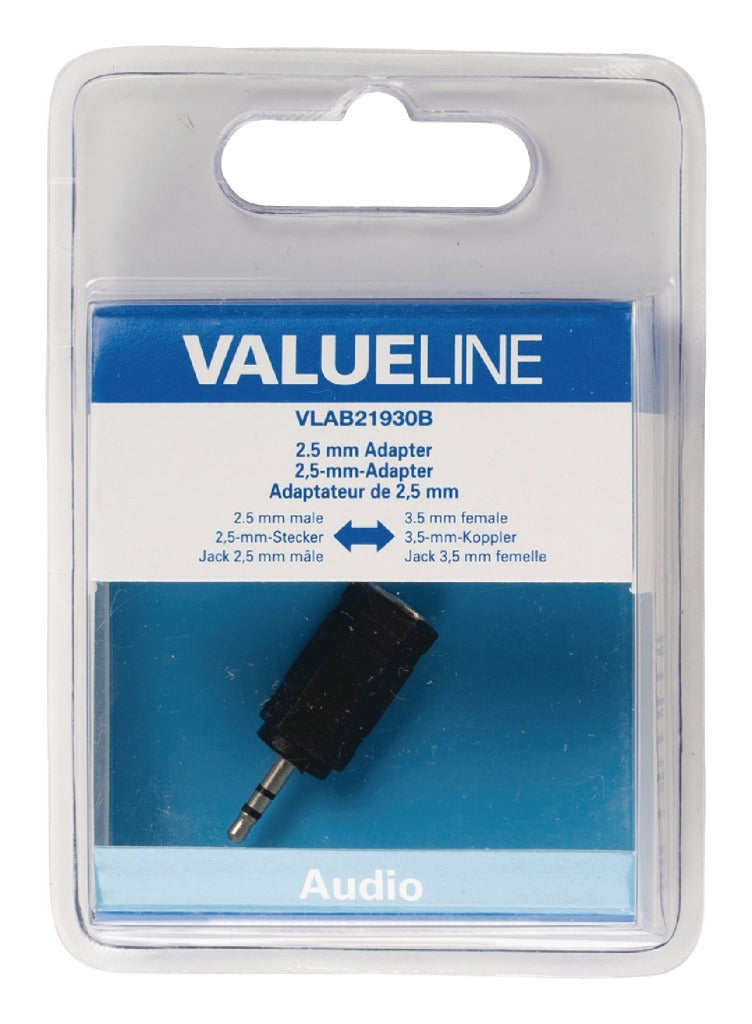 Valueline VLAB21930B Audio-adapter 2,5 mm Male - 3,5 mm Female Zwart