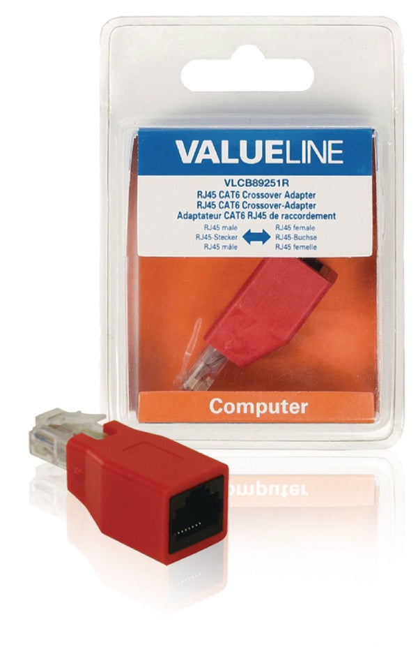 Valueline VLCB89251R Netwerkadapter Rj45 Male - Rj45 Female Rood