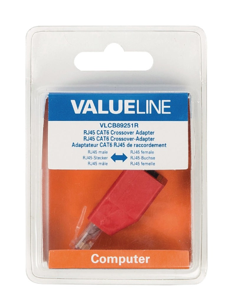 Valueline VLCB89251R Netwerkadapter Rj45 Male - Rj45 Female Rood