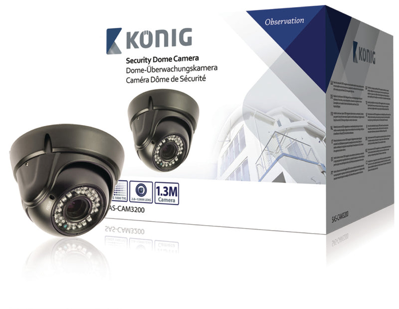 König SAS-CAM3200 Beveiligings Domecamera met Varifocale Lens Zwart