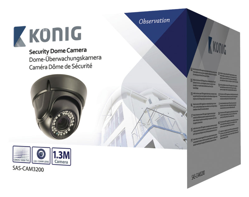 König SAS-CAM3200 Beveiligings Domecamera met Varifocale Lens Zwart