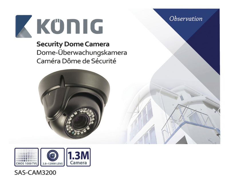 König SAS-CAM3200 Beveiligings Domecamera met Varifocale Lens Zwart