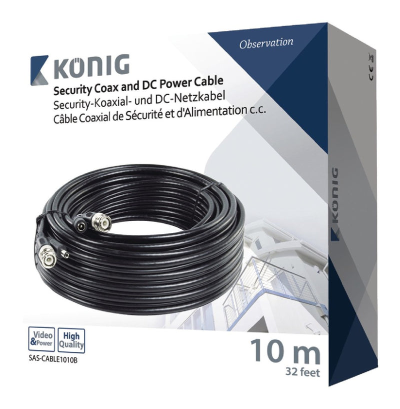 König SAS-CABLE1010B Coax-kabel Rg59 voor Beveiligingscamera en Dc-voeding 10,0 M