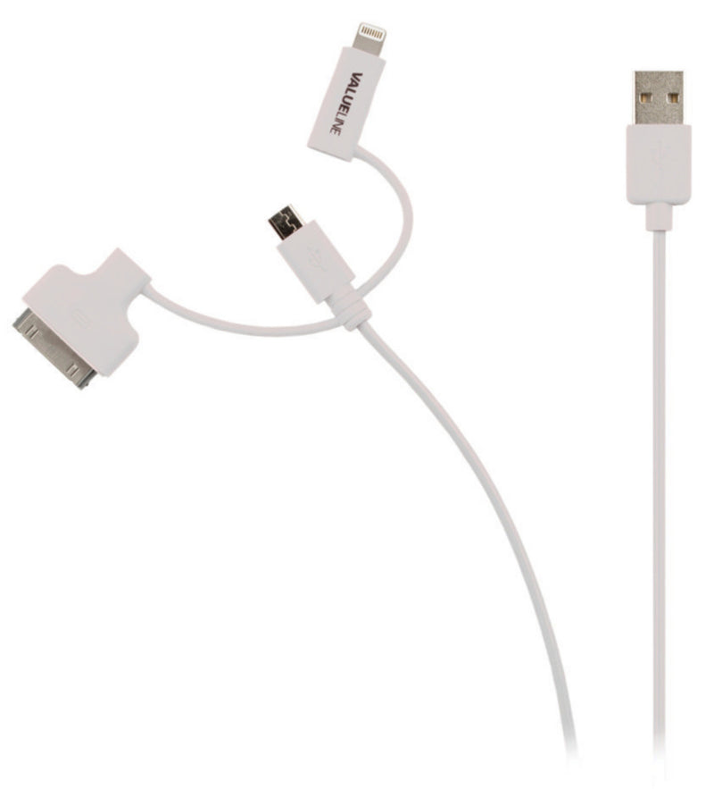 Valueline VLMP39410W1.00 Sync- en Oplaadkabel Usb 2.0 A Male - Micro B Male met Lightning-adapter e