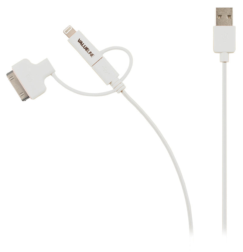 Valueline VLMP39410W1.00 Sync- en Oplaadkabel Usb 2.0 A Male - Micro B Male met Lightning-adapter e