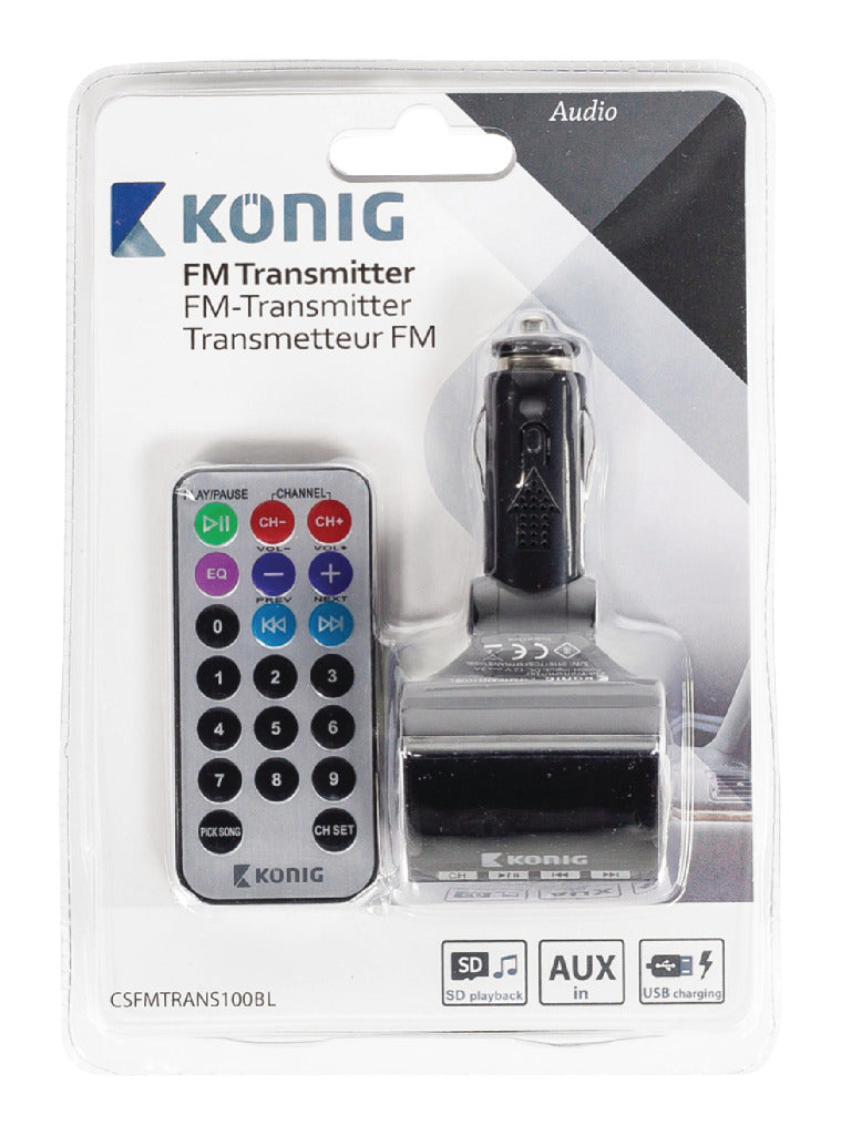 K&ouml;nig CSFMTRANS100BL 12V FM-Zender met Afstandsbediening