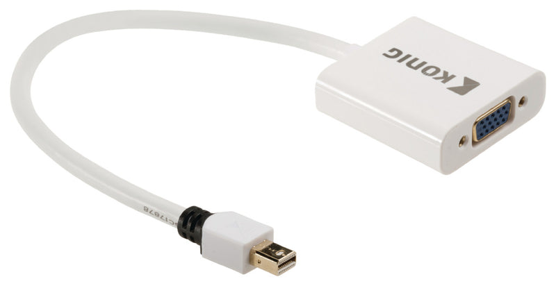 König KNM37850W02 Mini Displayport - Vga Adapterkabel Mini Displayport Male - Vga Female 0,20 M Wit