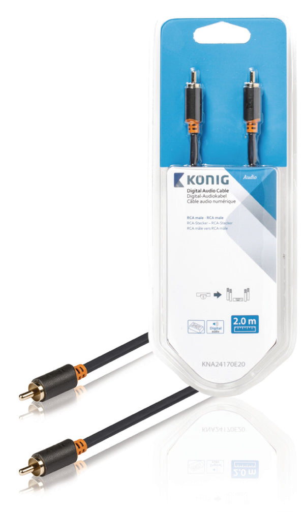 König KNA24170E20 Digitale Audiokabel Rca Male - Rca Male 2.00 M Antraciet