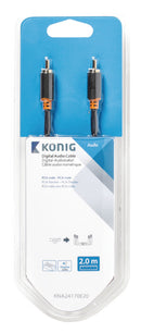 König KNA24170E20 Digitale Audiokabel Rca Male - Rca Male 2.00 M Antraciet