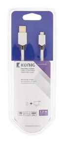 König KNM60410W10 Platte Usb 2.0 Kabel A Male - Micro B Male 1,00 M Wit