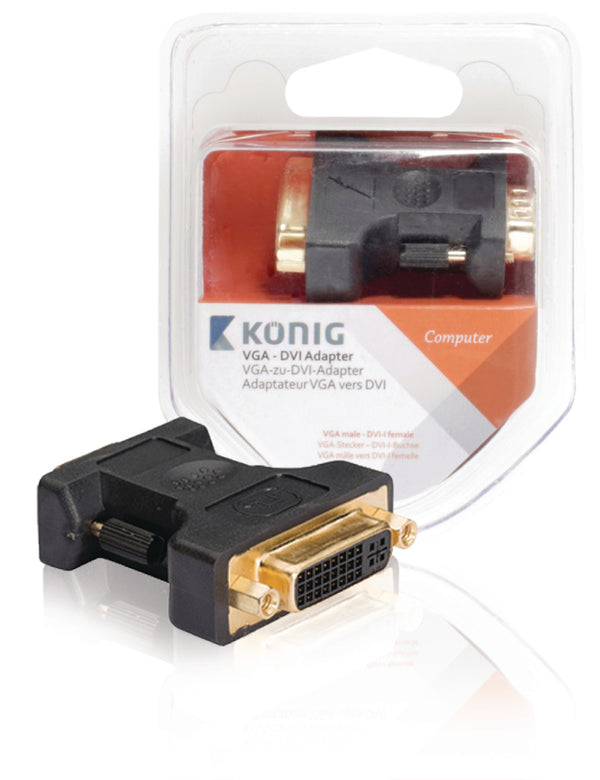 König KNC32901E Vga - Dvi Adapter Vga Male - Dvi-i Female 1 Stuk Grijs