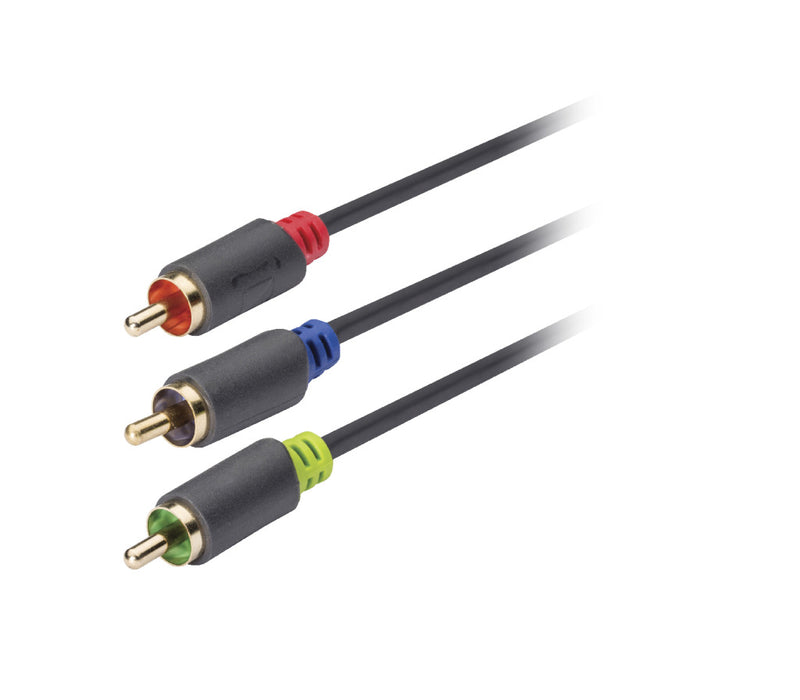 König KNV24350E20 Component Video Kabel 3x Rca Male - 3x Rca Male 2,00 M Grijs