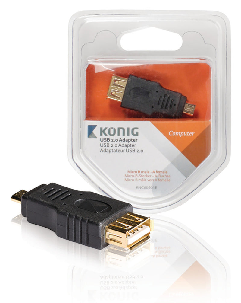 König KNC60901E Usb 2.0 Adapter Micro B Male - A Female 1 Stuk Grijs