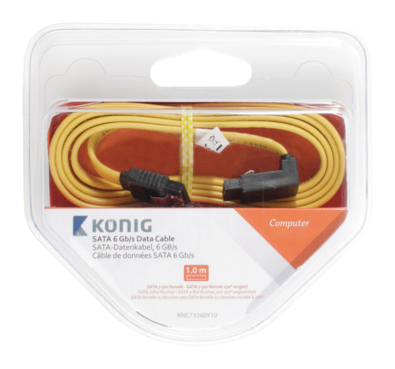 K&ouml;nig KNC73260Y10 Sata 6 Gb/s Datakabel Sata 7-pins Female - Female 270? Haaks 1,00 M Geel