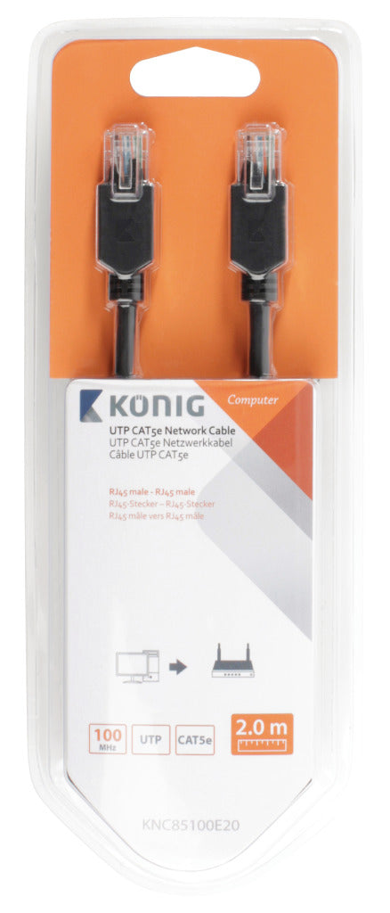 König KNC85100E20 Cat5e Utp Netwerkkabel Rj45 (8/8) Male - Rj45 (8/8) Male 2.00 M Antraciet