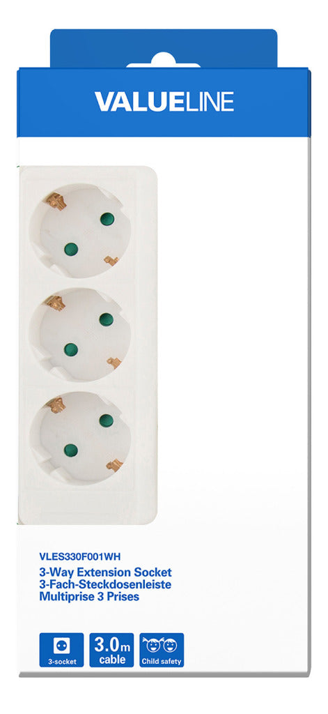 Valueline VLES330F001WH Stekkerdoos 3-wegs 3.00 M Wit