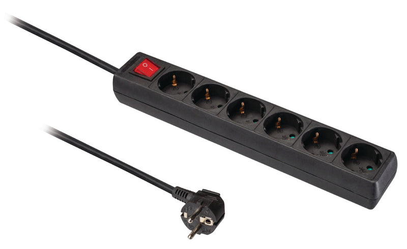 Valueline VLES630F002BL Stekkerdoos 6-wegs 3.00 M Zwart