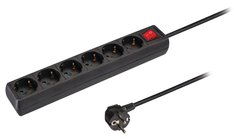Valueline VLES630F002BL Stekkerdoos 6-wegs 3.00 M Zwart