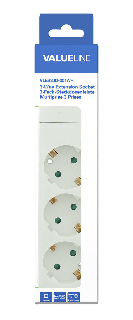 Valueline VLES300F001WH Stekkerdoos 3-wegs Wit