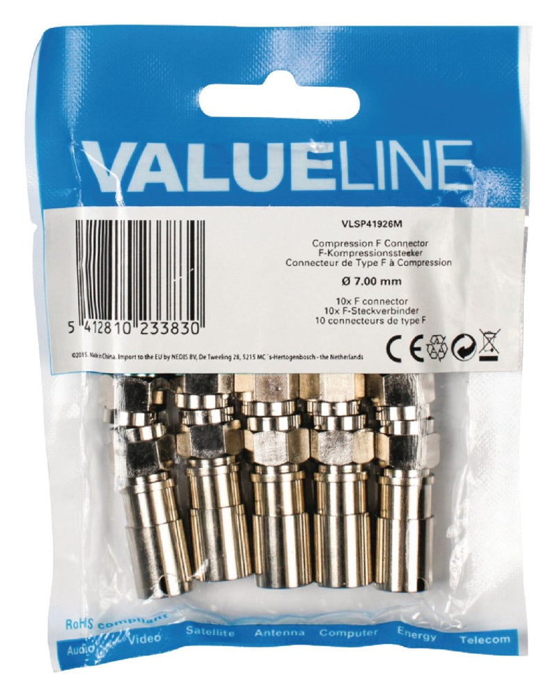 Valueline VLSP41926M F-connector Male Metaal Zilver