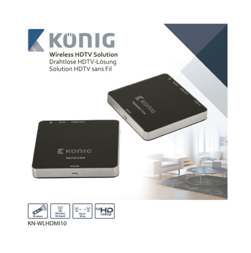 K&ouml;nig KN-WLHDMI10 5 Ghz Draadloze HDMI Zender 1080p / 3D Support Bereik 30 M