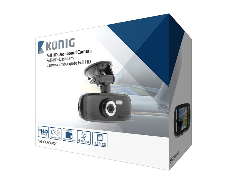 K&ouml;nig SAS-CARCAM20 Full HD Dashcam met Zuignap Zwart