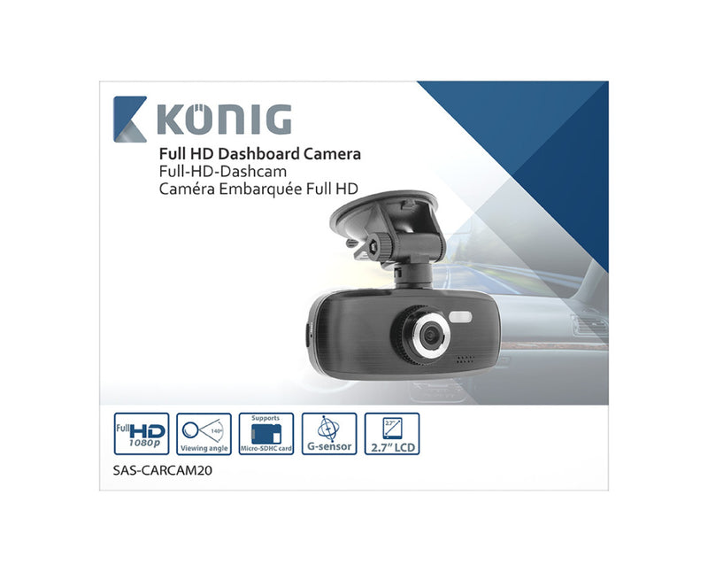 K&ouml;nig SAS-CARCAM20 Full HD Dashcam met Zuignap Zwart