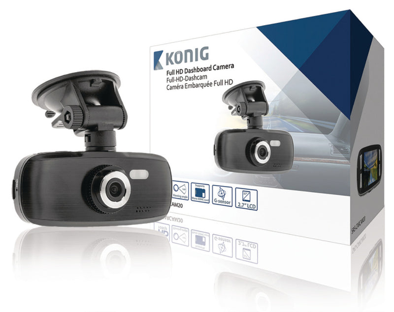 K&ouml;nig SAS-CARCAM20 Full HD Dashcam met Zuignap Zwart