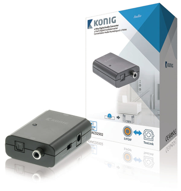 König KNACO2502 Digitale Audio Converter 1x Toslink Female + 1x S/pdif (rca) Female - 1x Toslink Fe