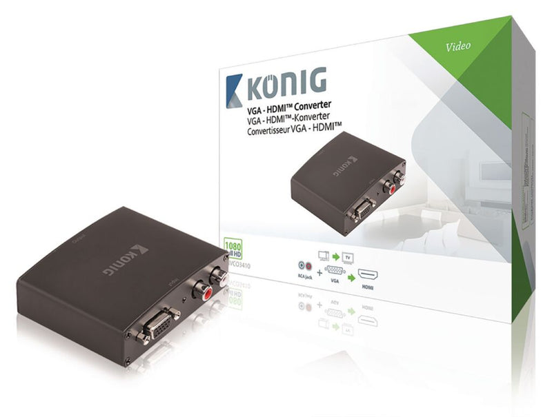 K&ouml;nig KNVCO3410 Hdmi-converter Vga Female + 2x Rca Female - Hdmi-uitgang