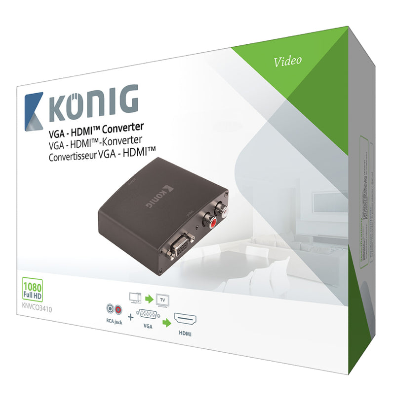 K&ouml;nig KNVCO3410 Hdmi-converter Vga Female + 2x Rca Female - Hdmi-uitgang