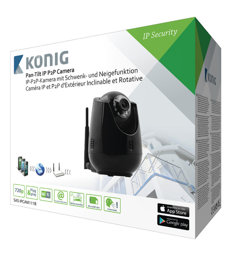 König SAS-IPCAM111B Hd Pan-tilt Ip Camera Binnen 720p Zwart