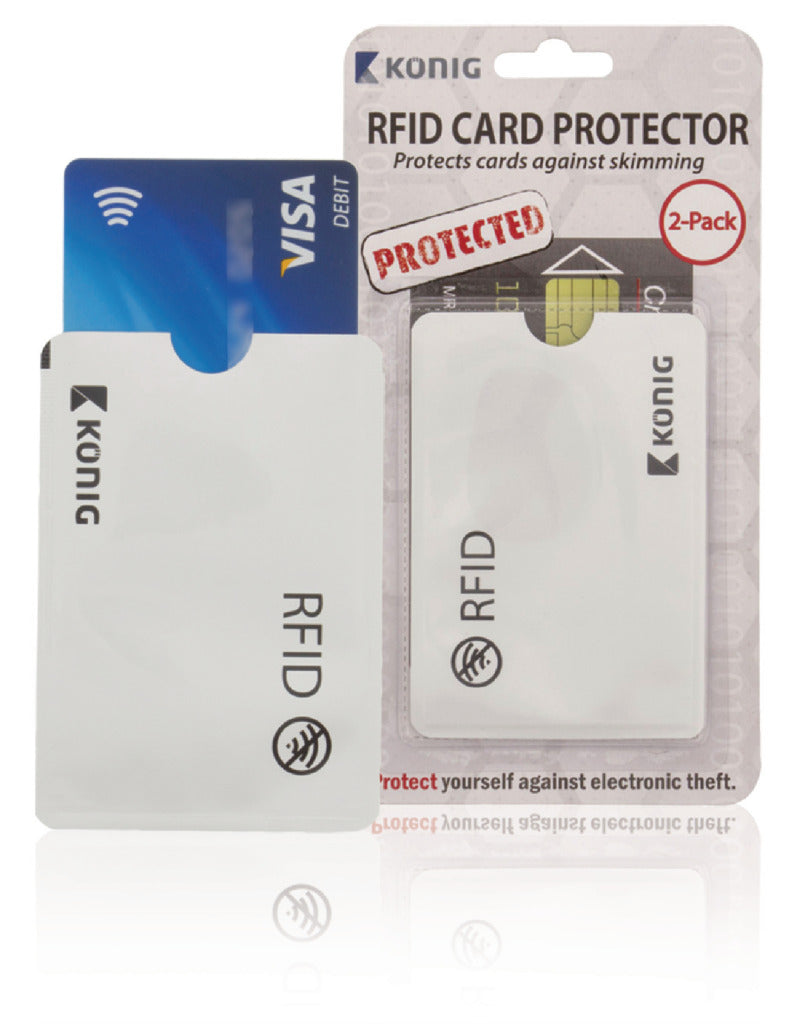 K&ouml;nig RFID Bankpas / ID-Kaart Beschermhoes Aluminium Zilver