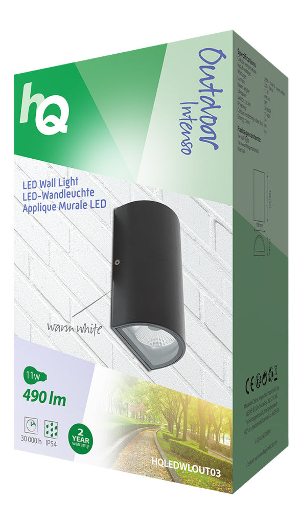 HQ HQLEDWLOUT03 Led Wandlamp Voor Buiten 11 W 490 Lm Zwart