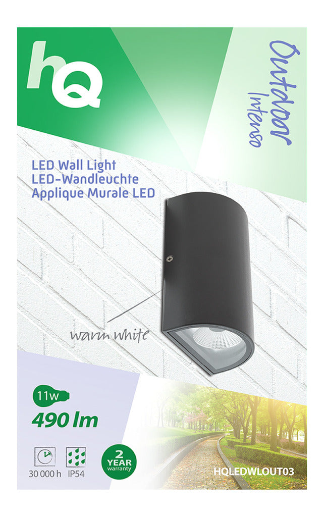 HQ HQLEDWLOUT03 Led Wandlamp Voor Buiten 11 W 490 Lm Zwart
