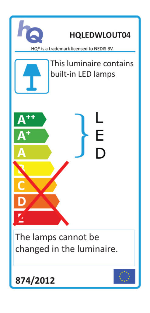 HQ HQLEDWLOUT04 Led Wandlamp Voor Buiten 6 W 120 Lm Zwart