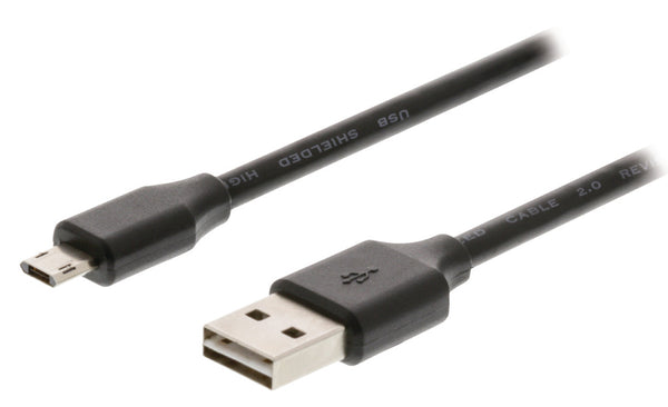 Valueline VLMP60510B2.00 Usb 2.0-kabel Usb A Male - Omkeerbaar Micro-usb B Male 2.00 M Zwart