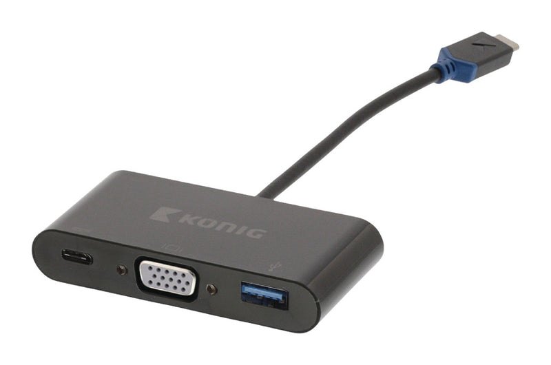 König KNC64760E02 Usb 3.1 Adapter Usb-c Male - Usb A Female / Usb-c Female / Vga Female 15-pins Ant