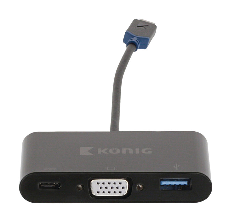 König KNC64760E02 Usb 3.1 Adapter Usb-c Male - Usb A Female / Usb-c Female / Vga Female 15-pins Ant