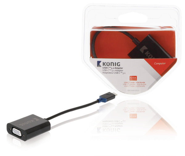 König KNC64850E02 Usb 3.1 Adapter Usb-c Male - Vga Female 15-pins Antraciet