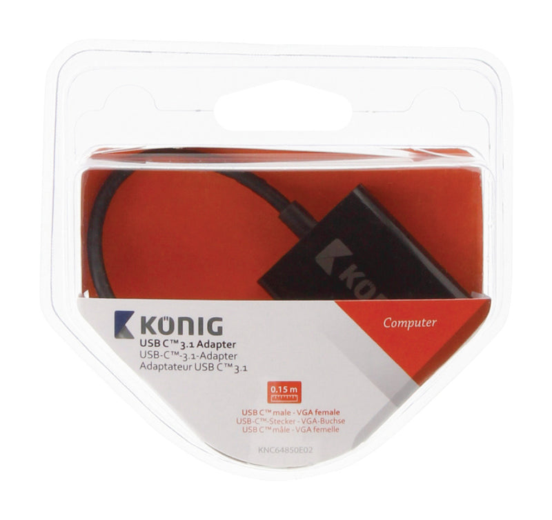 König KNC64850E02 Usb 3.1 Adapter Usb-c Male - Vga Female 15-pins Antraciet