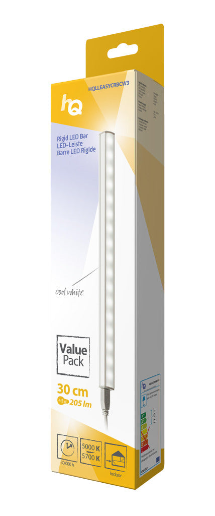 HQ HQLLEASYCRBCW3 Lineaire Lichtstrip Led Niet-flexibel Eenvoudig Te Koppelen 30 Cm Koel Wit