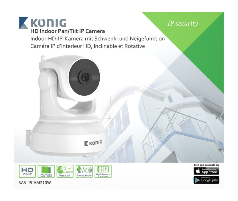 König SAS-IPCAM210W Hd Pan-tilt Ip-camera Binnen 1280x720 Wit